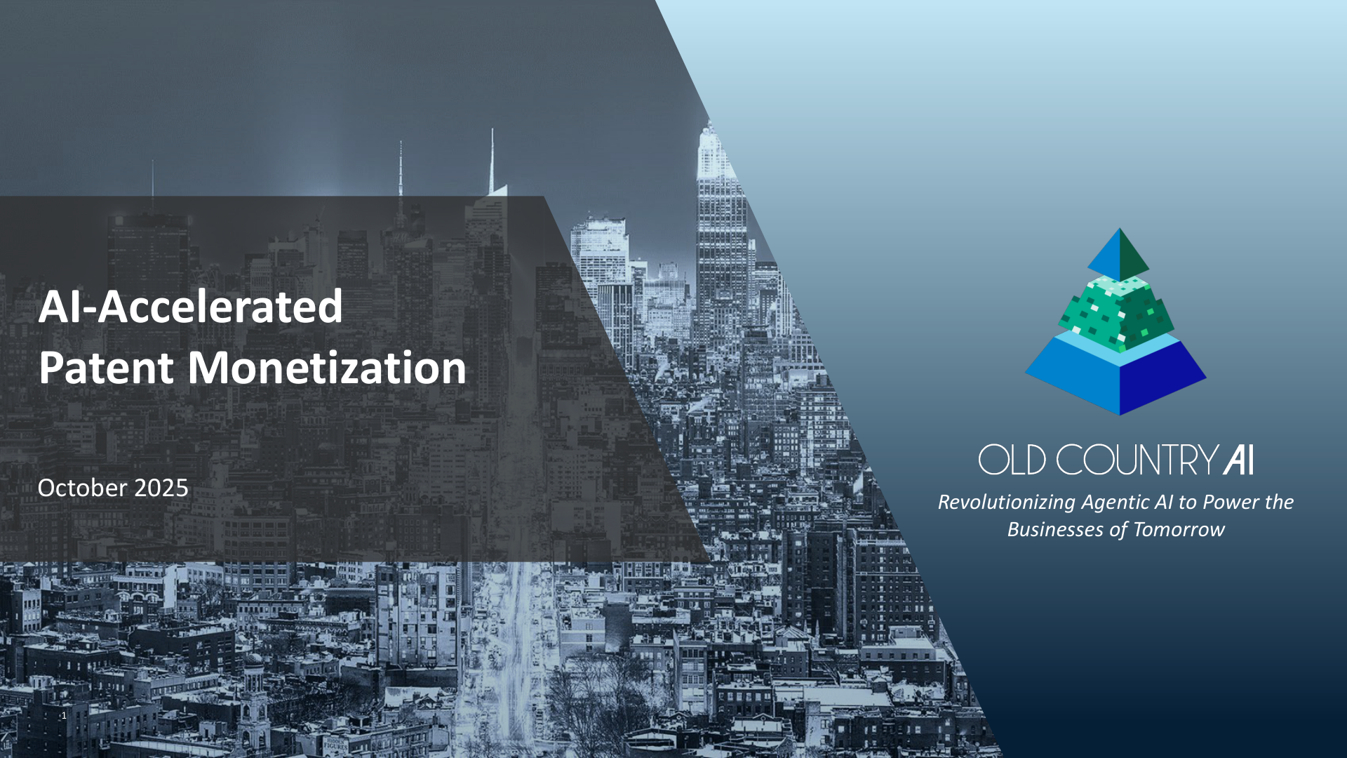 Slide 1 -- AI-Accelerated Patent Monetization